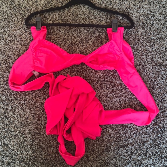 Pink Wrap Ribbon Bra Swim Top - Picture 6 of 9